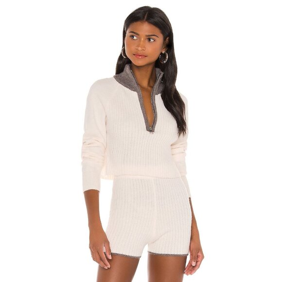 Lovers & Friends Talin Zip Sweater in Cream - Picture 2 of 5